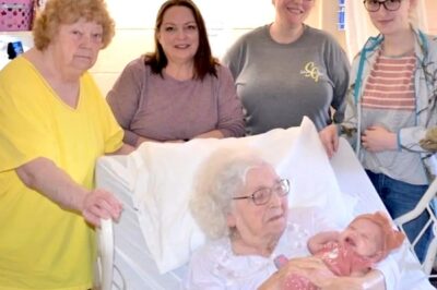 98-year-old woman poses for photo with 6 generations in it
