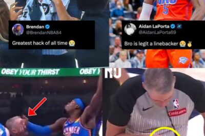 “Greatest Hack Of All Time”- NBA Fans Go Off On Lu Dort As He Accidentally Bloodies Scott Foster’s Nose In Scary On-Court Moment