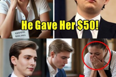 Waitress Boldly Requests $50 Tip from Barron Trump—Teen’s Stunning Reply Leaves Entire Restaurant Speechless, Sparking Heated Nationwide Debate on Celebrity Privilege, Generosity, and Etiquette; Witnesses Share Astonishing Details of the Encounter That Has Social Media Buzzing and Americans Questioning the True Meaning of Wealth and Manners Today